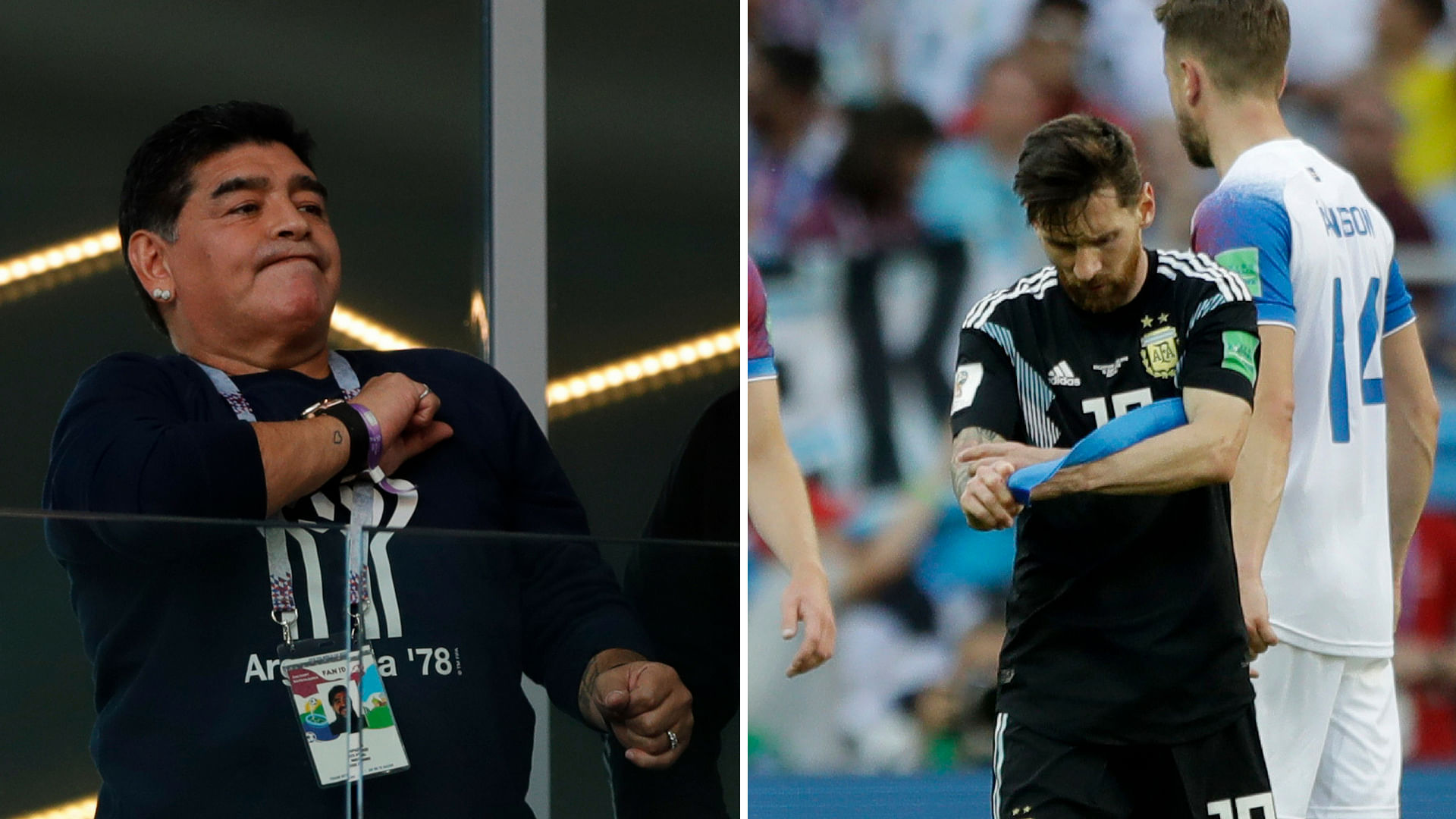 Maradona and Messi from Saturday’s match against Iceland