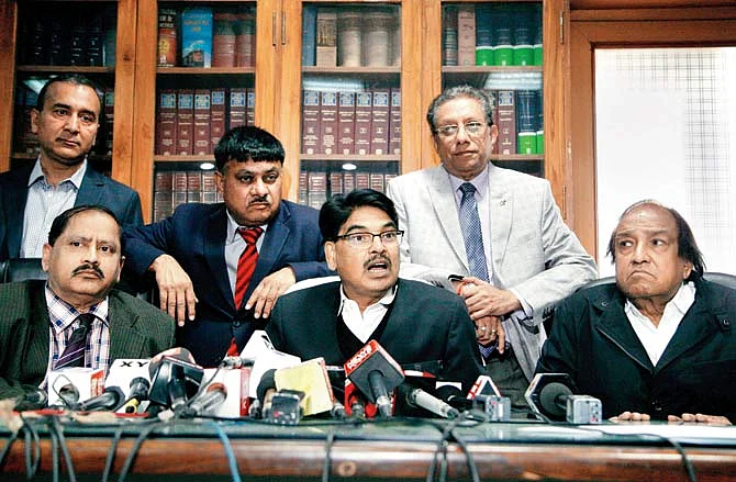Manan Kumar Mishra and the office-bearers of the BCI at the previous press conference