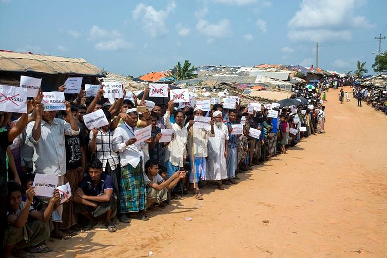 “Our history is Rohingya, our religion is Islam, and our home is Rakhine,” said a resident of one of the camps.