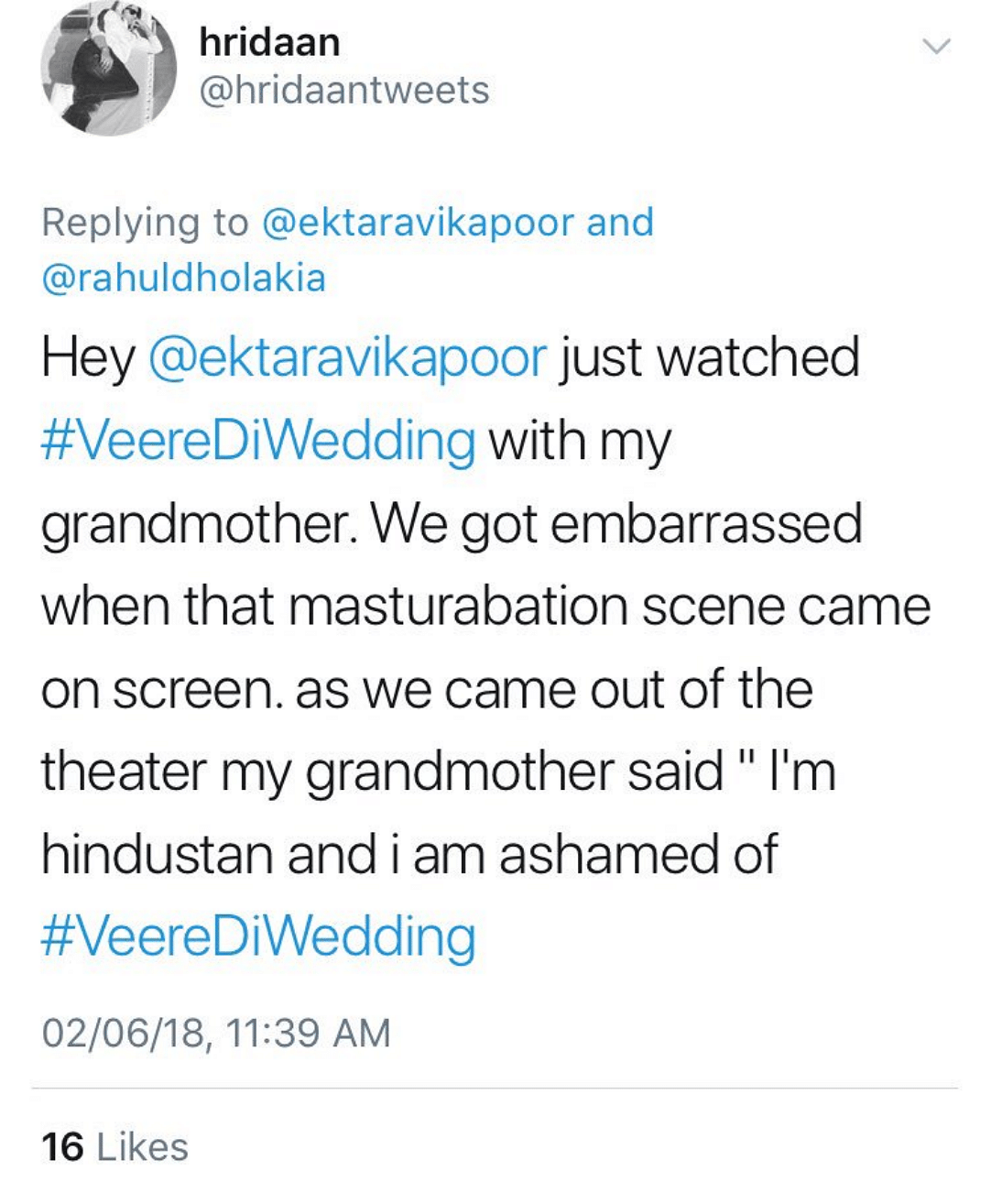After the release of the film, curious similarly worded tweets on scandalised grandmothers started showing up. 