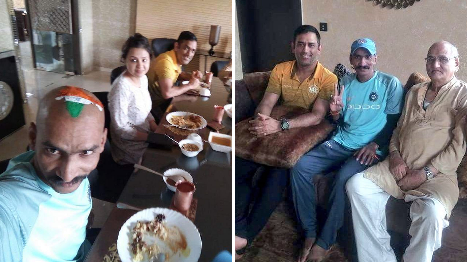 Sudhir Gautam with MS Dhoni and family.&nbsp;