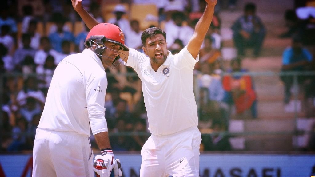 Ravichandran Ashwin appeals for a wicket during the Bengaluru Test.