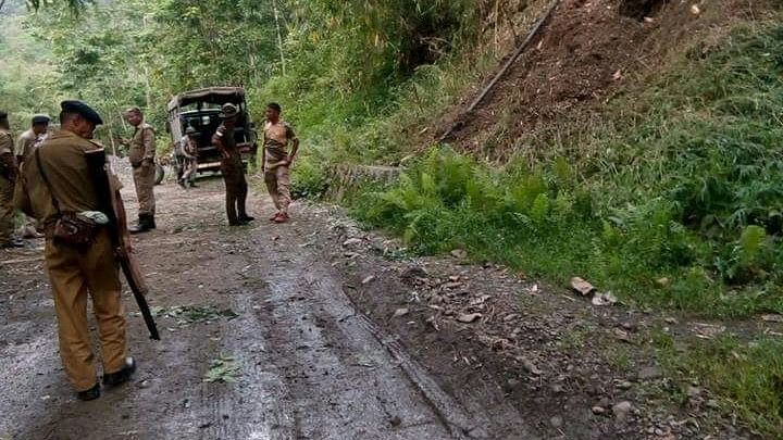 The site of the ambush in Mon district, Nagaland, which left two Assam Rifles personnel dead and four others injured on 17 June 2018.