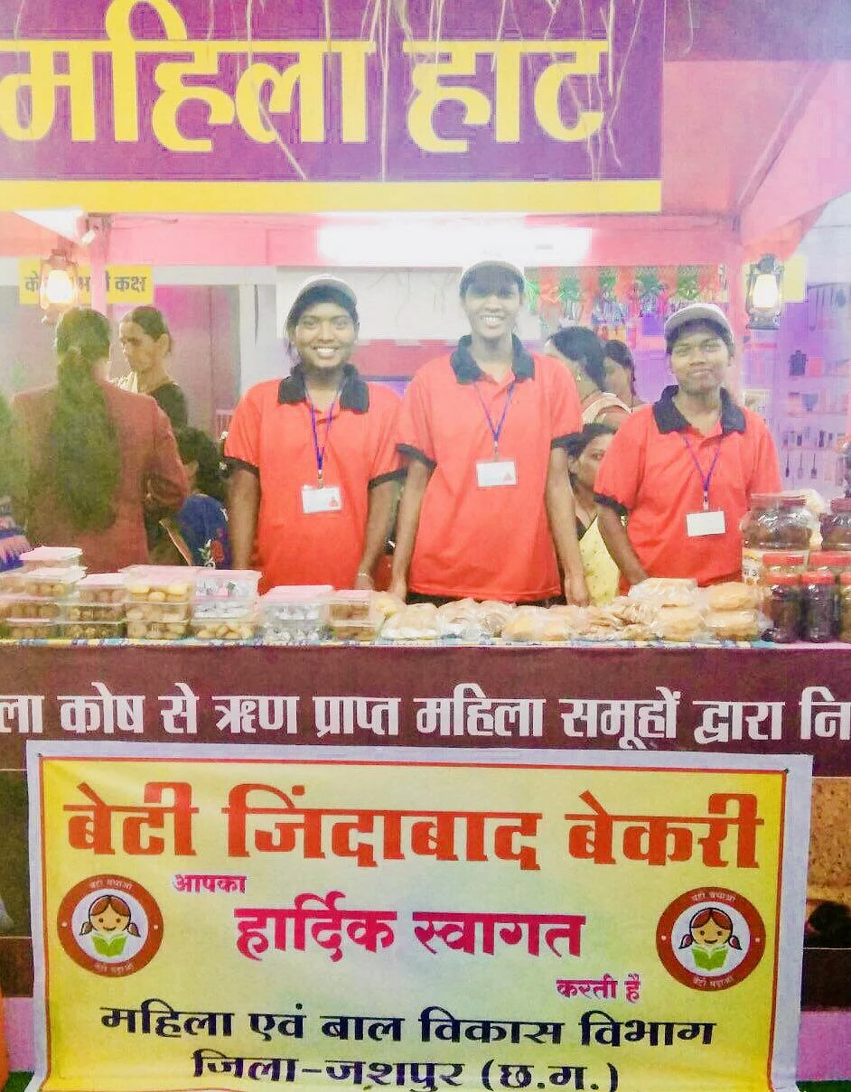 The women of Beti Zindabad Bakery run a stall at Rajyotsav, Raipur.