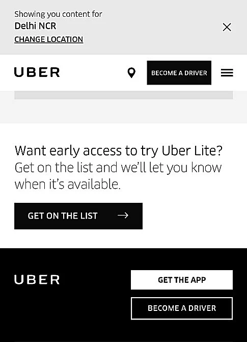 Uber Lite not available to all users right now. 