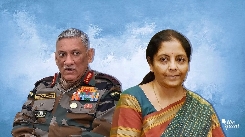 Army chief Bipin Rawat and Defence Minister Nirmala Sitharaman.&nbsp;