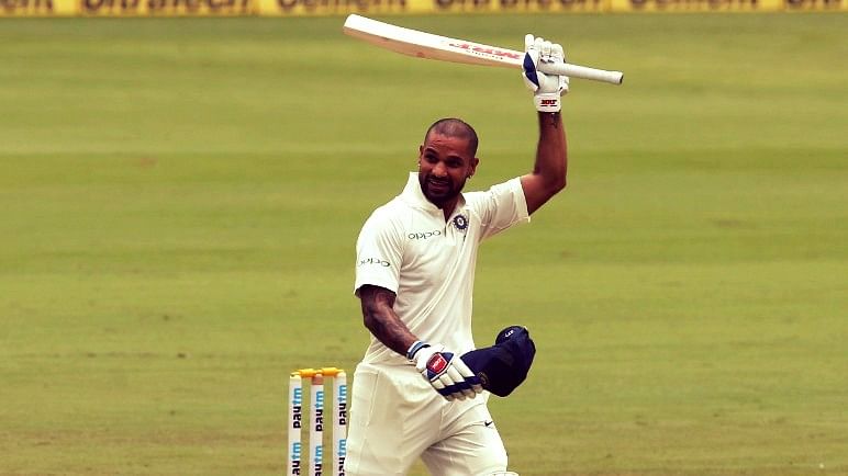 Shikhar Dhawan scores a century against Afghanistan on Day 1 of the Bengaluru Test.