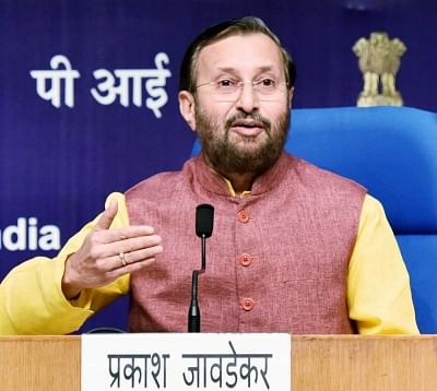 New Delhi: Union Human Resource Development Minister Prakash Javadekar addresses a press conference on the achievements of the HRD Ministry, during the last four years, in New Delhi on June 18, 2018.(Photo: IANS/PIB)