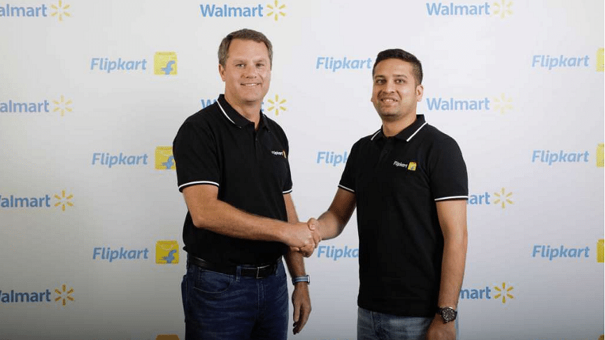 Walmart CEO Doug McMillon with Flipkart Co-Founder and CEO Binny Bansal.&nbsp;