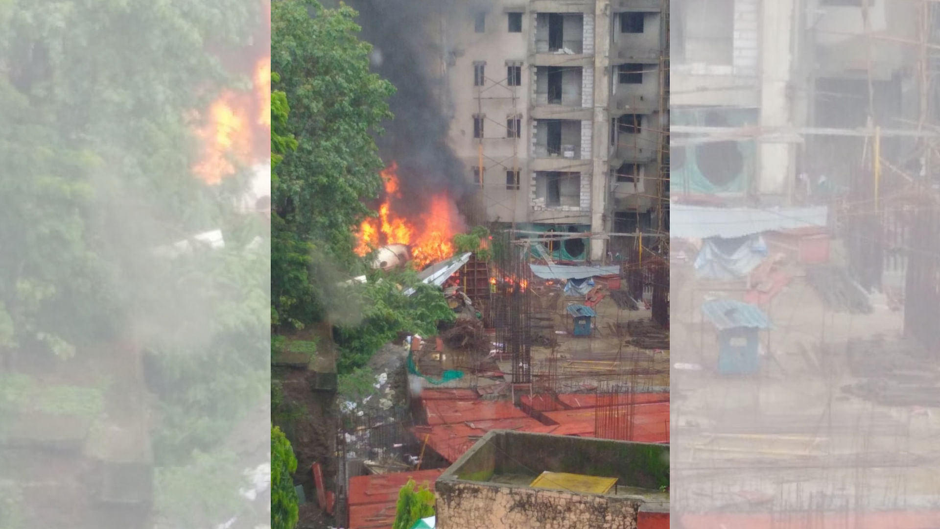 The aircraft crash site in Mumbai’s Ghatkopar.