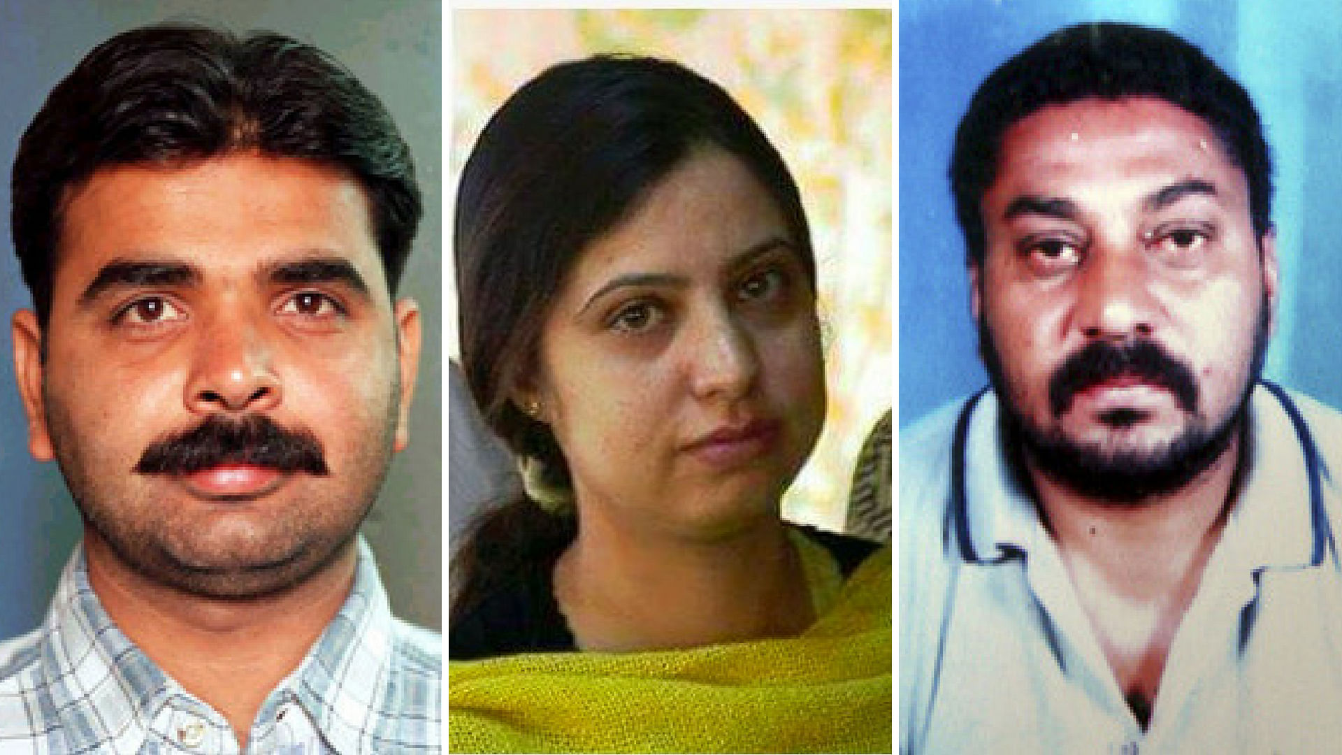 Slain journalists Pradeep Bhatia (L), Ashok Sodhi (C) and Asiya Jeelani (R).
