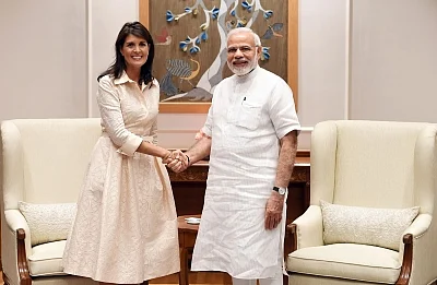 New Delhi: US Ambassador to the UN Nikki Haley meets Prime Minister Narendra Modi, in New Delhi on June 27, 2018. (Photo: IANS/PIB)