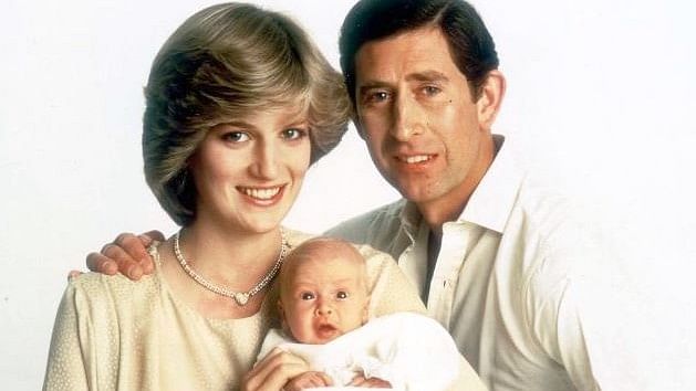 Prince Charles along with Princess Diana and their newborn son, Prince William