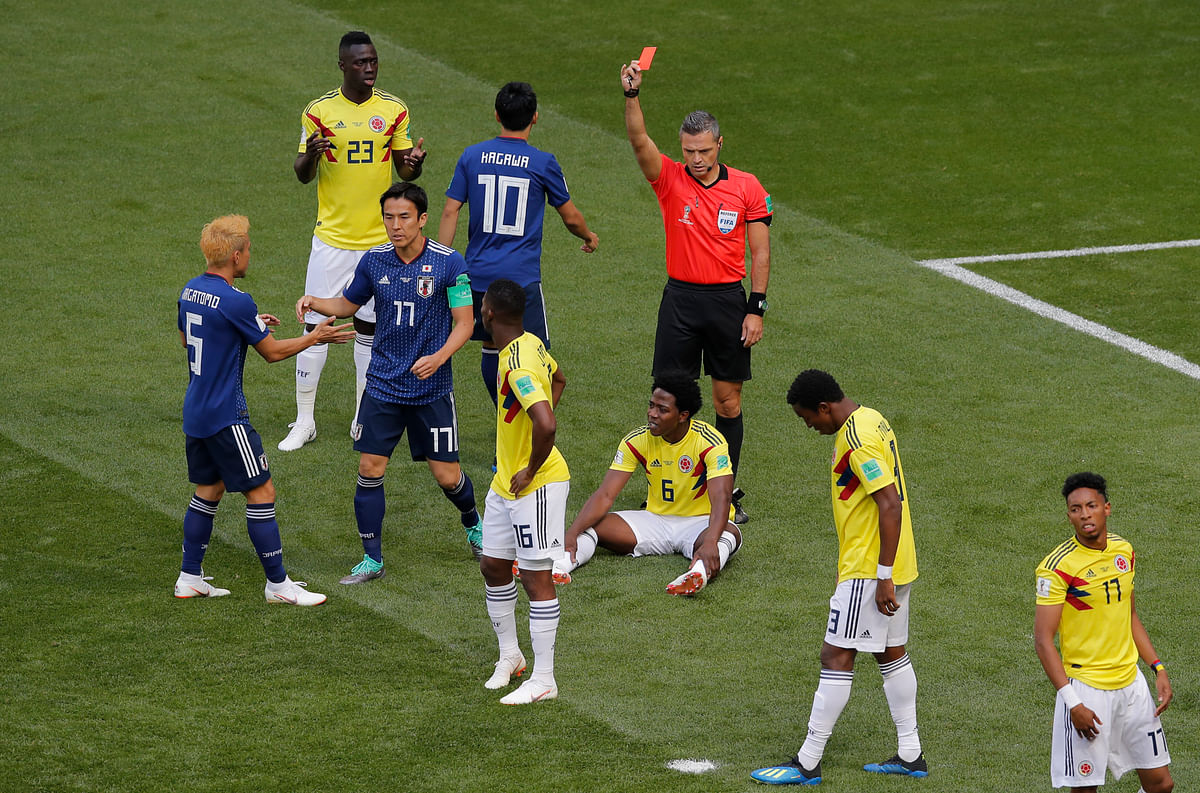 Japan beat Colombia 2-1 to become the first team from Asia to beat a South American country at the FIFA World Cup.