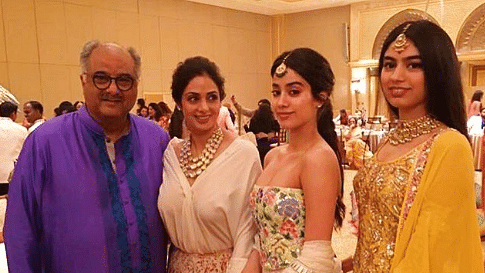 Boney Kapoor and Sridevi with daughters Janhvi and Khushi.