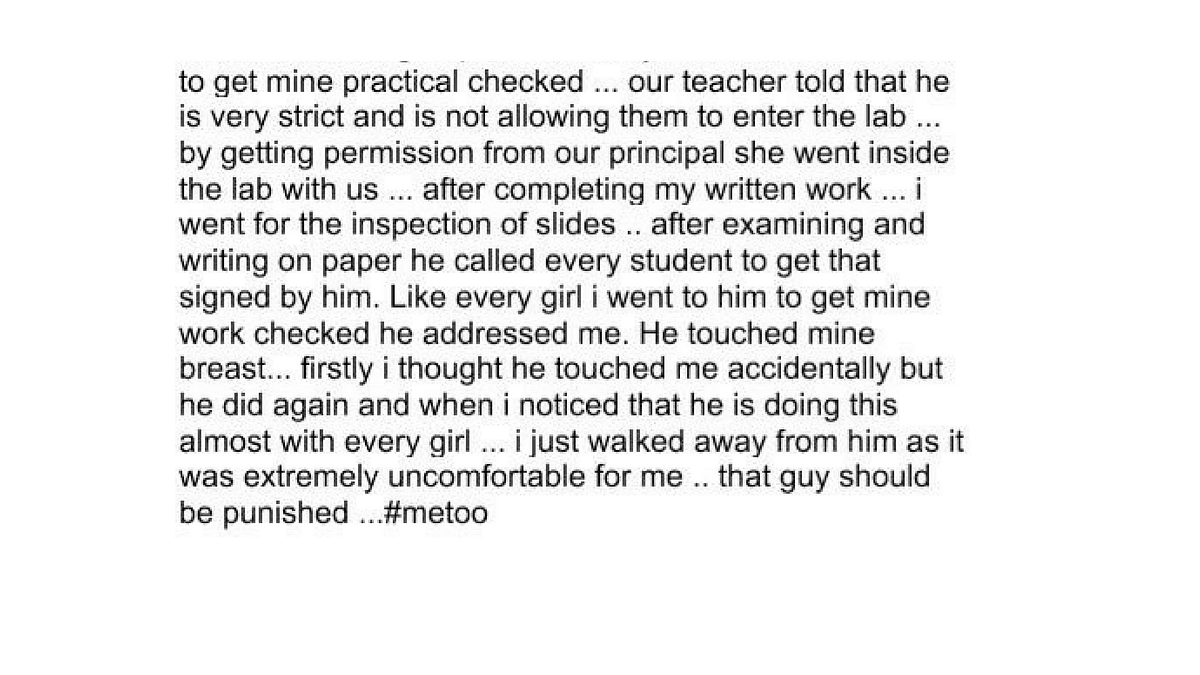 The examiner was relentless and tried to block the teachers’ access to the lab, but continued to molest the girls even in her presence