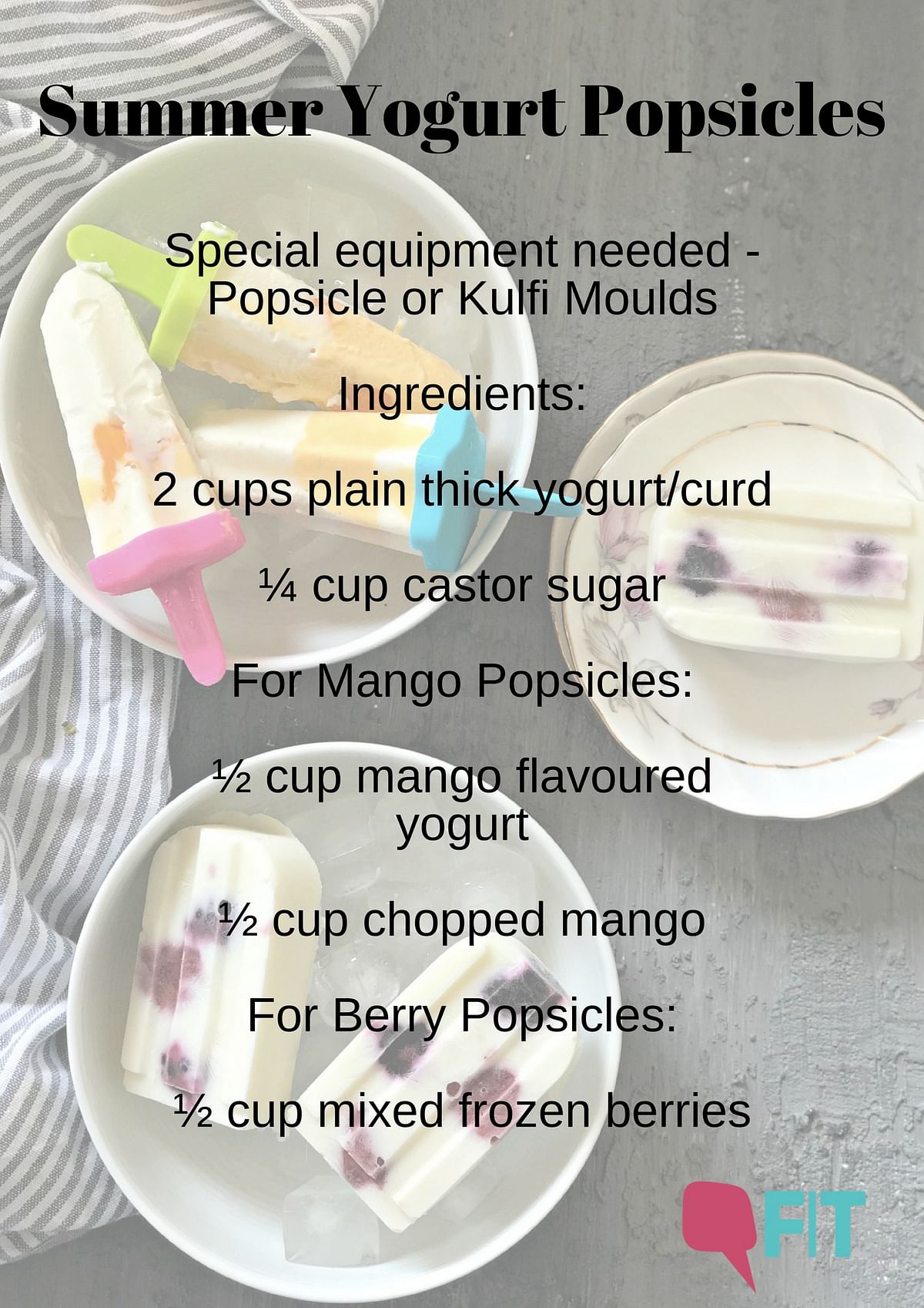 #FITRecipe: Trying to get your child to eat curd and fruits and failing miserably? Try our summer curd popsicle! 