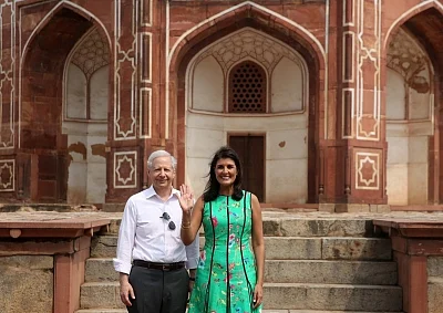New Delhi: U.S. Ambassador to India Kenneth I. Juster and US Ambassador to the UN Nikki Haley during their visit to Humayun