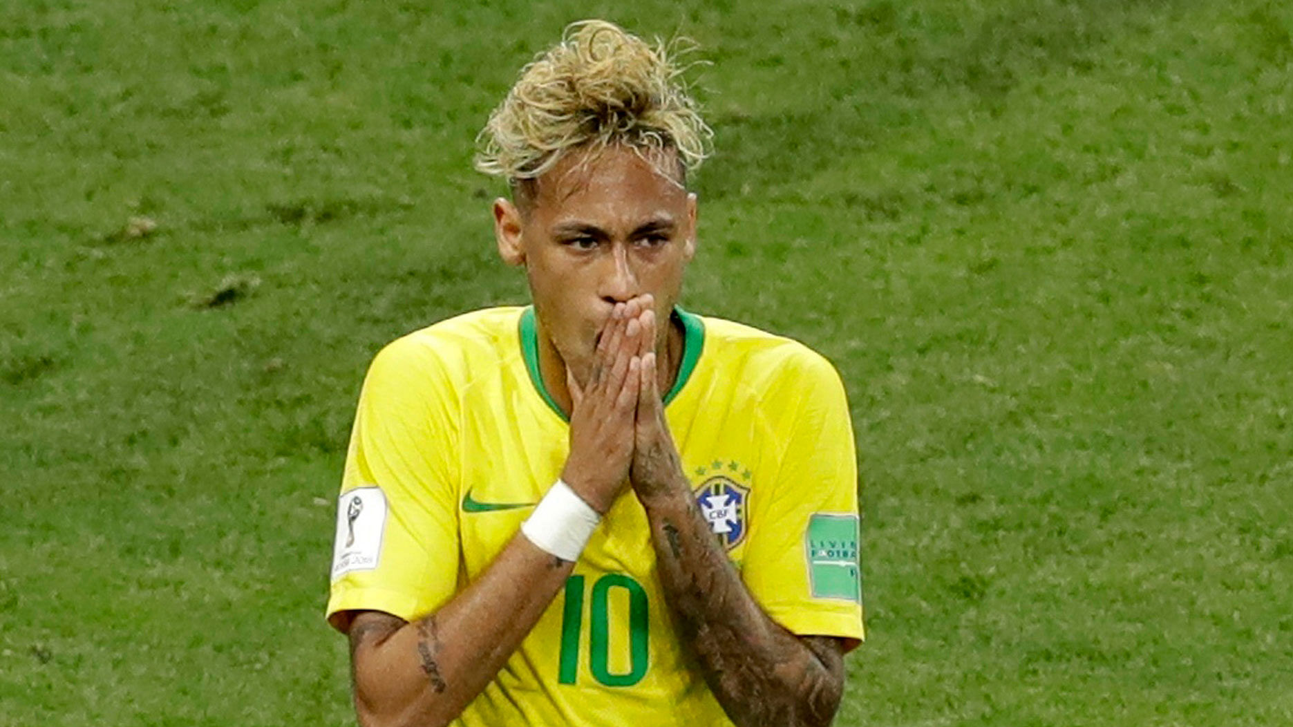 Brazil’s Neymar reacts after failing to score during the group E match between Brazil and Switzerland.