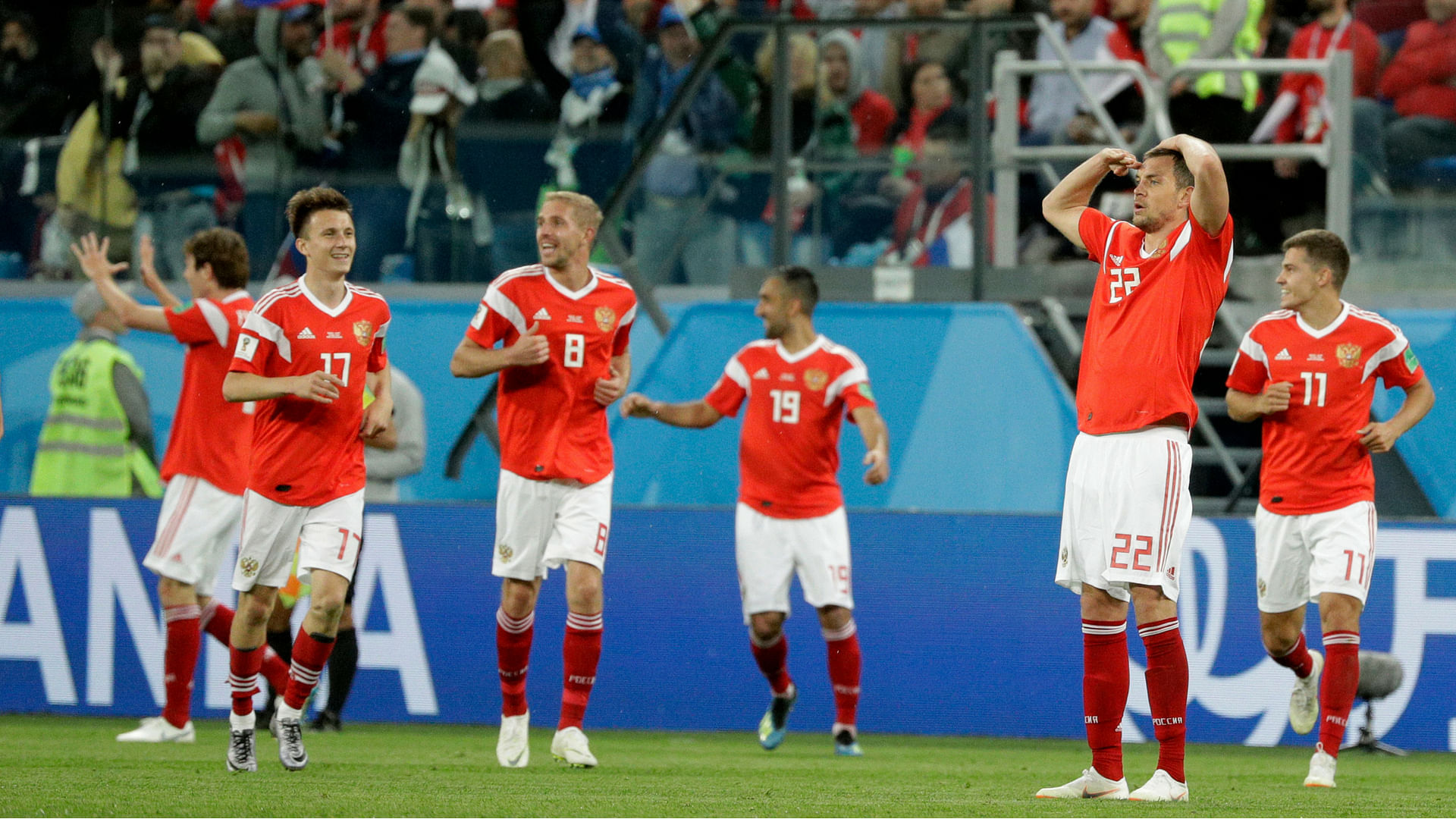 The Russian team has run rampant in the World Cup so far, with 8 goals in 2 games.