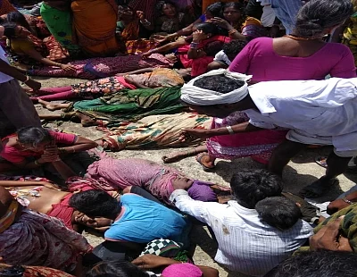 Yadadri: The bodies of the agriculture workers who were killed when the tractor they were travelling in plunged into Musi canal near Veligonda in Telangana