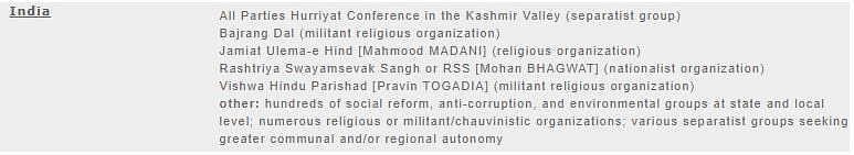 In the CIA World Factbook, the RSS has been classified as a “nationalist organisation”. 