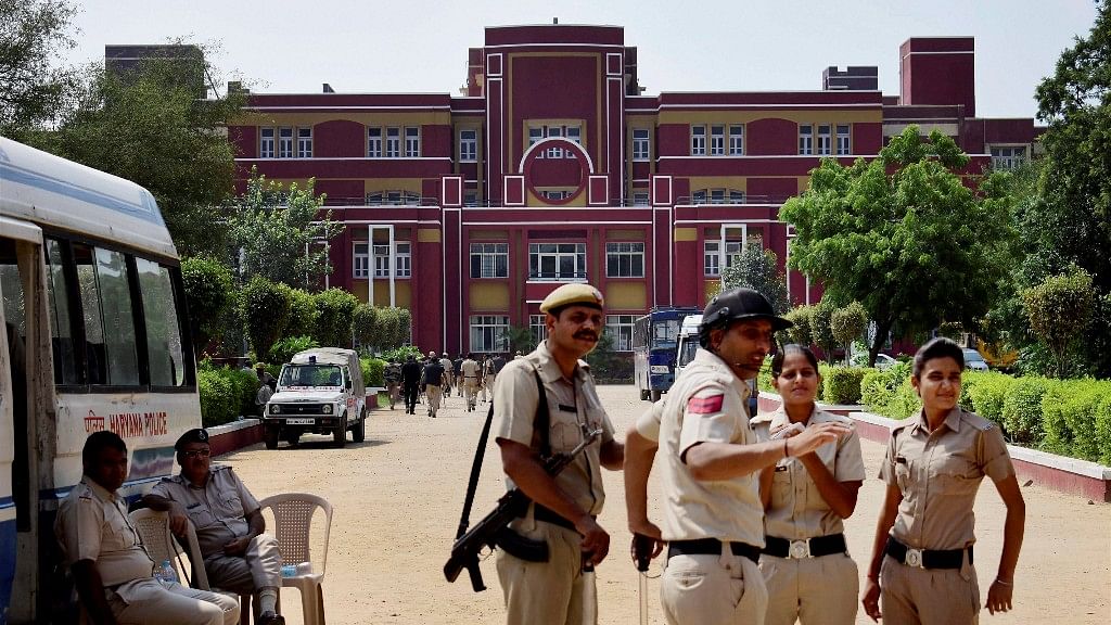 Police outside the Gurgaon school.