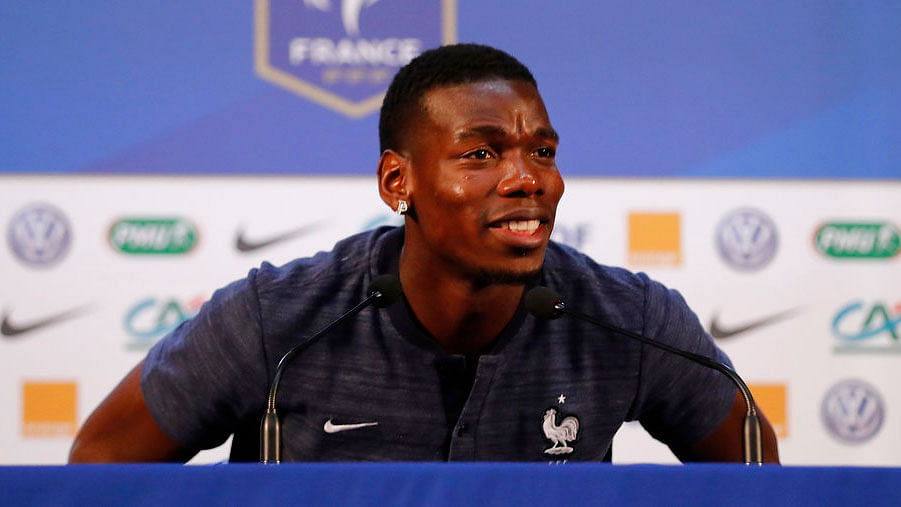 France’s Paul Pogba speaks to the media ahead of the FIFA World Cup final against Croatia.