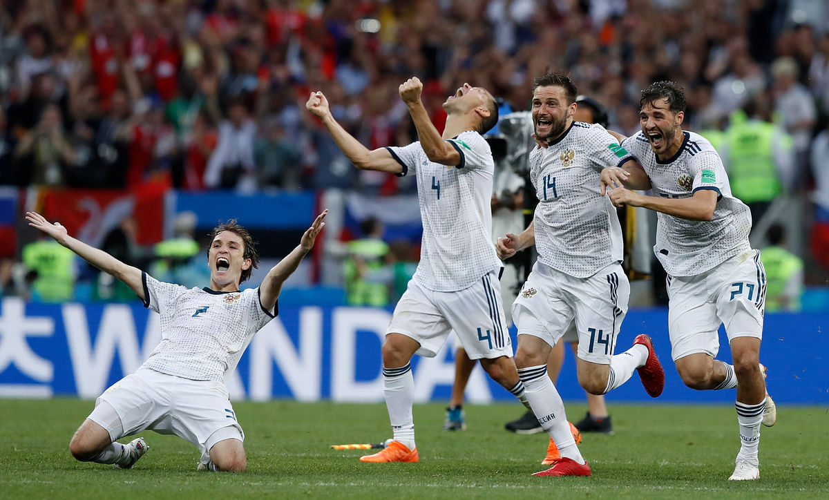 Hosts Russia beat Spain 4-3 on penalties on Sunday to advance to the World Cup quarter-finals.