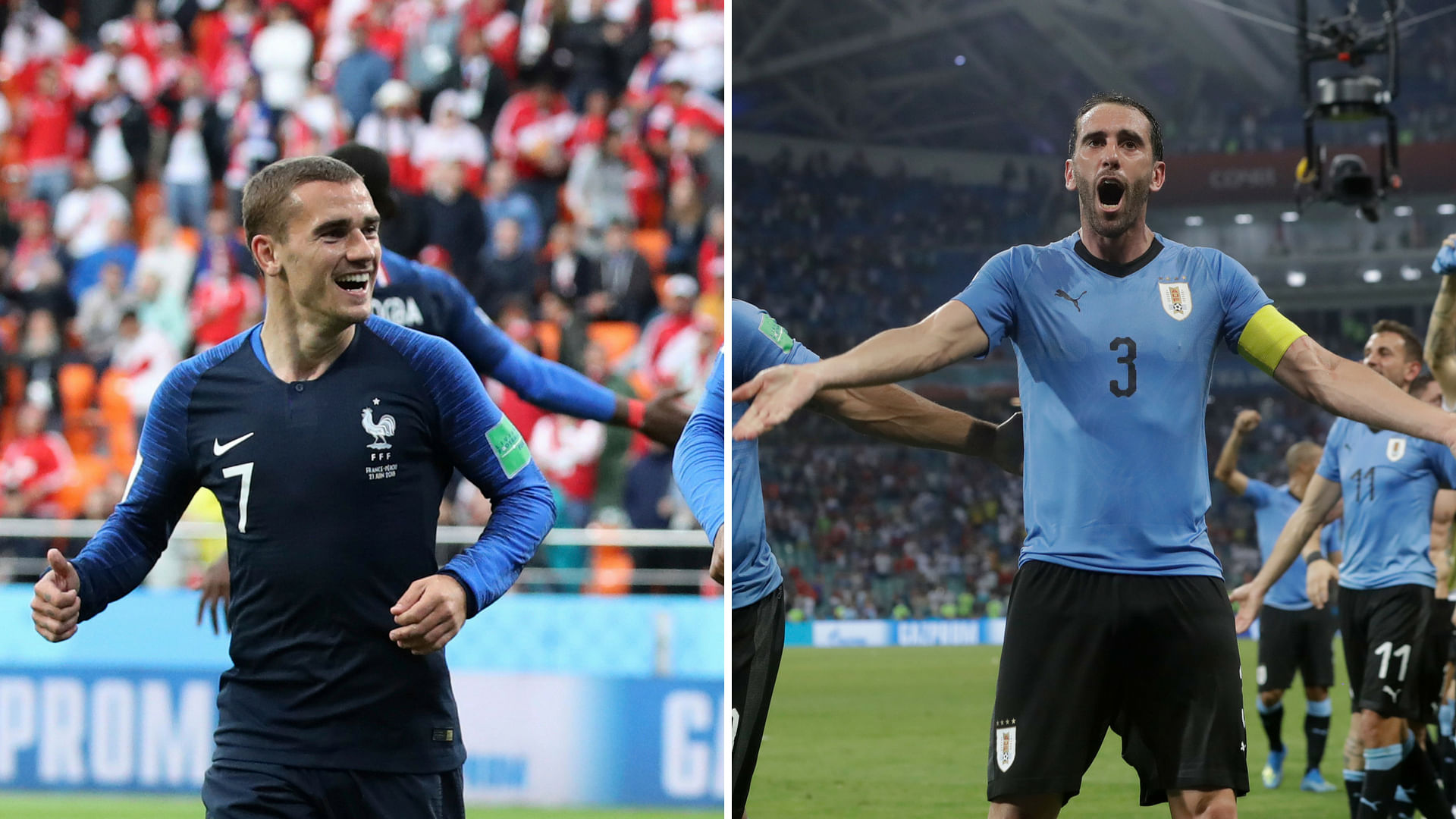 Atletico Madrid teammates Antoine Griezmann and Diego Godin are close friends off the pitch but exemplify the different styles the teams play with