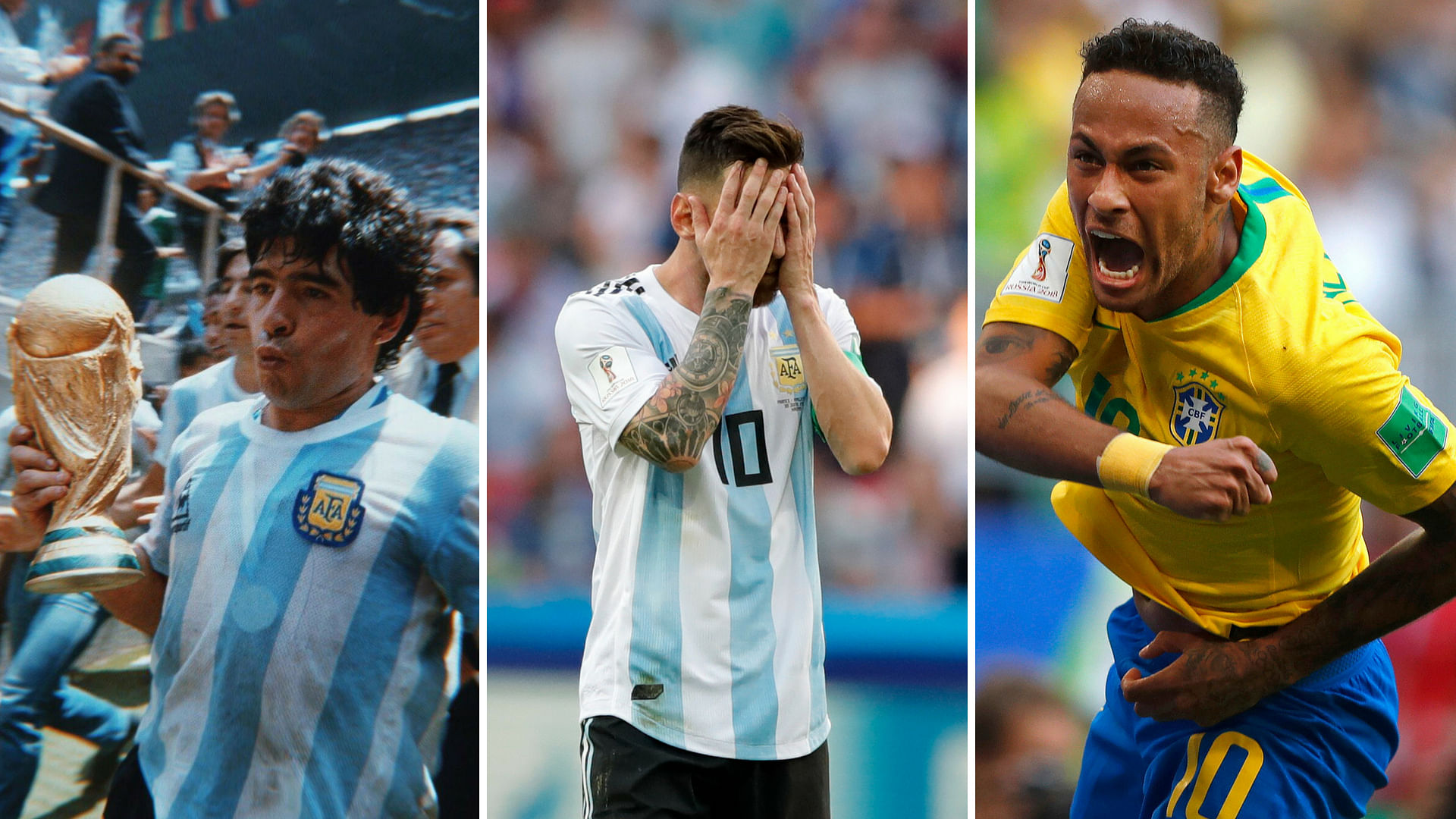 Maradona and Neymar have achieved success with flashy personalities whereas Messi has struggled in Argentina’s colours with his quiet one