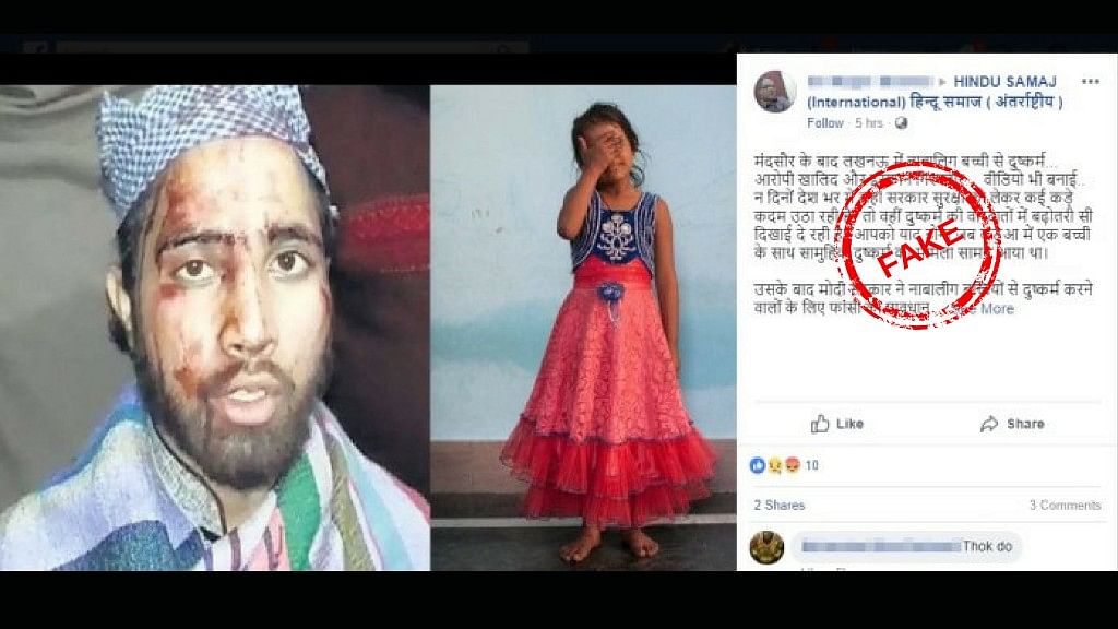 Fake Facebook post claims two Muslim men raped a minor girl in Lucknow.