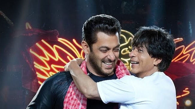 SRK and Salman Khan in a still from <i>Zero</i>.