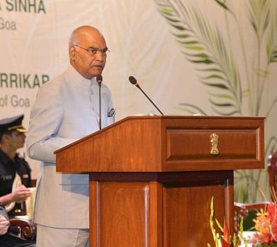 Goa: President Ram Nath Kovind addresses at the Civic Reception hosted for him by the state government, in Goa on July 7, 2018. (Photo: IANS/PIB)