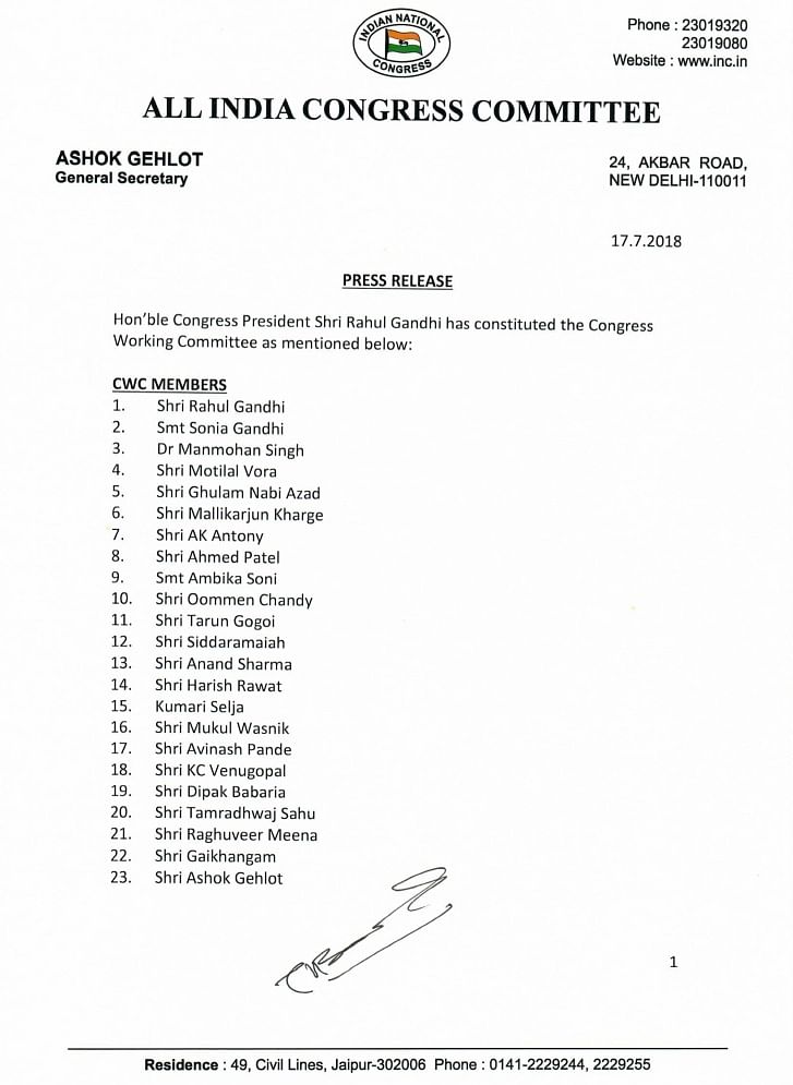 The Congress Working Committee is the party’s highest decision-making body.