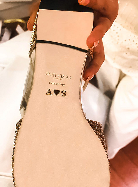 Sonam got her Jimmy Choo wedding shoes personalised with a cute ‘A <3 S’ message.