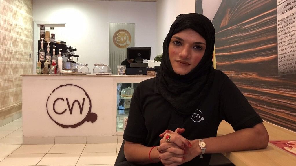 Moni Bhatt, a 23-year-old transgender Barita in Karachi’s ‘Coffee Wagera’ cafe.