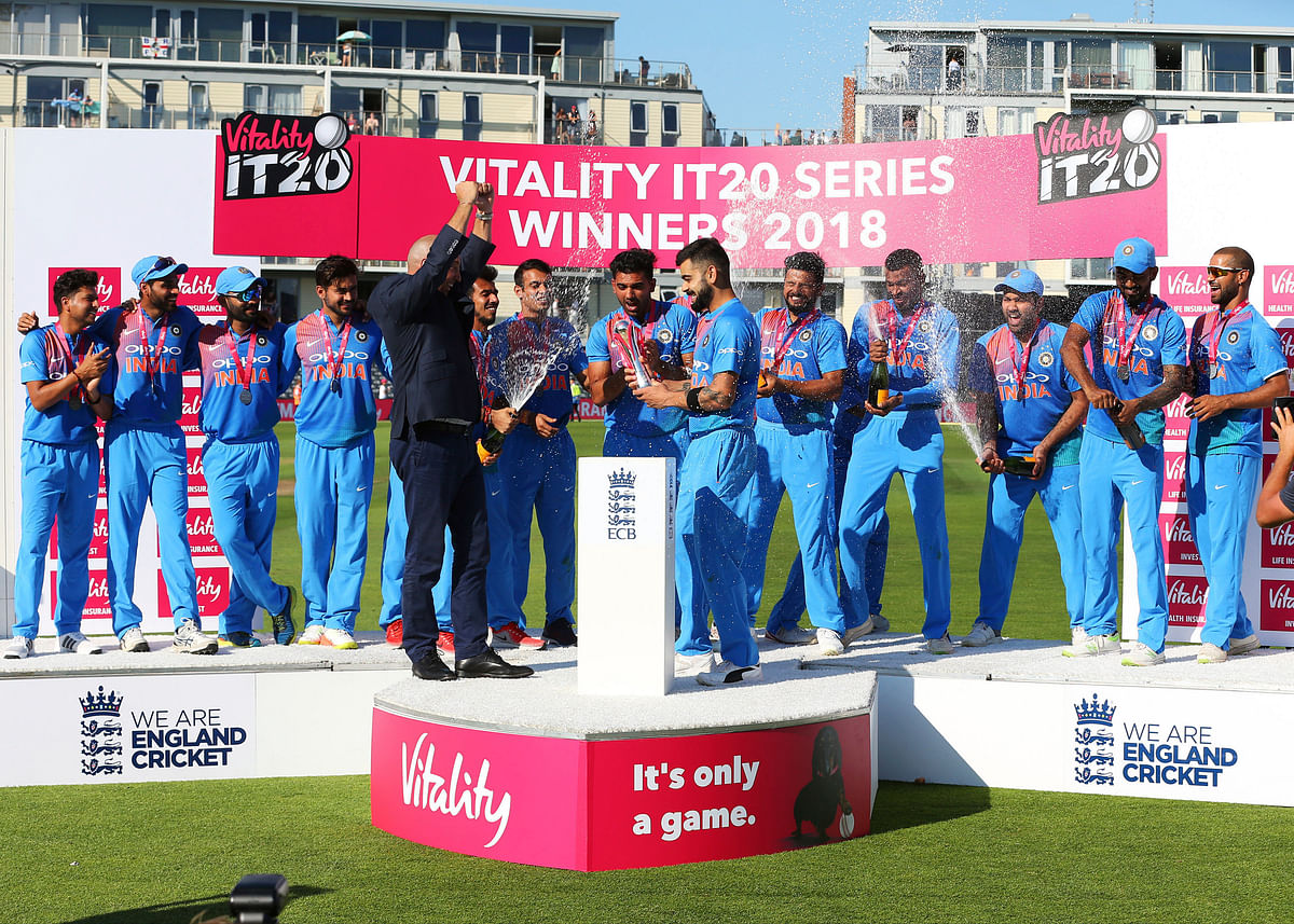 Rohit Sharma scored an unbeaten 100 as India beat England by 7 wickets in the third T20 and sealed the series 2-1.