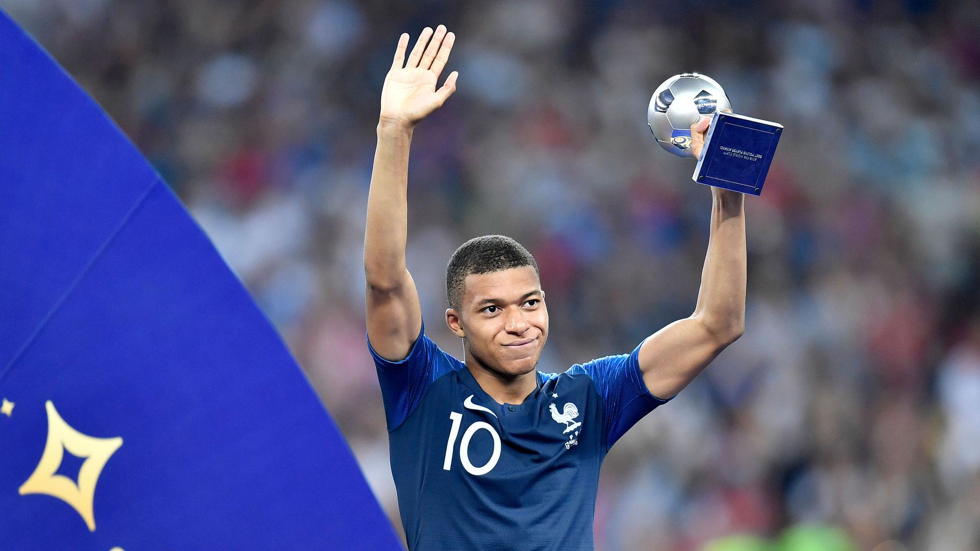 France’s Kylian Mbappe, who became the youngest player to score two goals in a World Cup game.