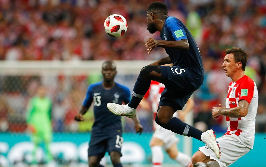 Umtiti and the rest of the French defence looked  shaky and troubled against Croatia’s build-up