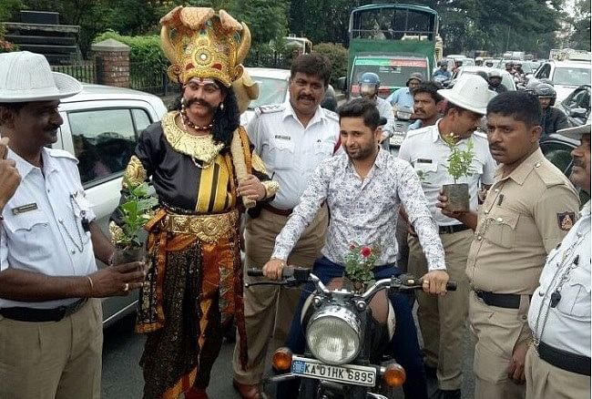 Offenders were given saplings and flowers and encouraged not to repeat the errors.