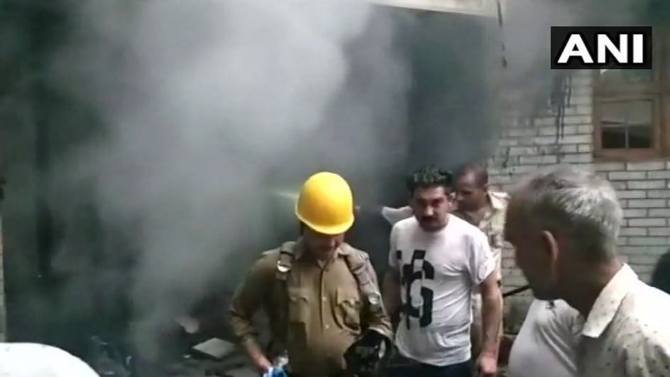 Fire breaks out in a residential building at Ner Chowk in Mandi, Himachal Pradesh