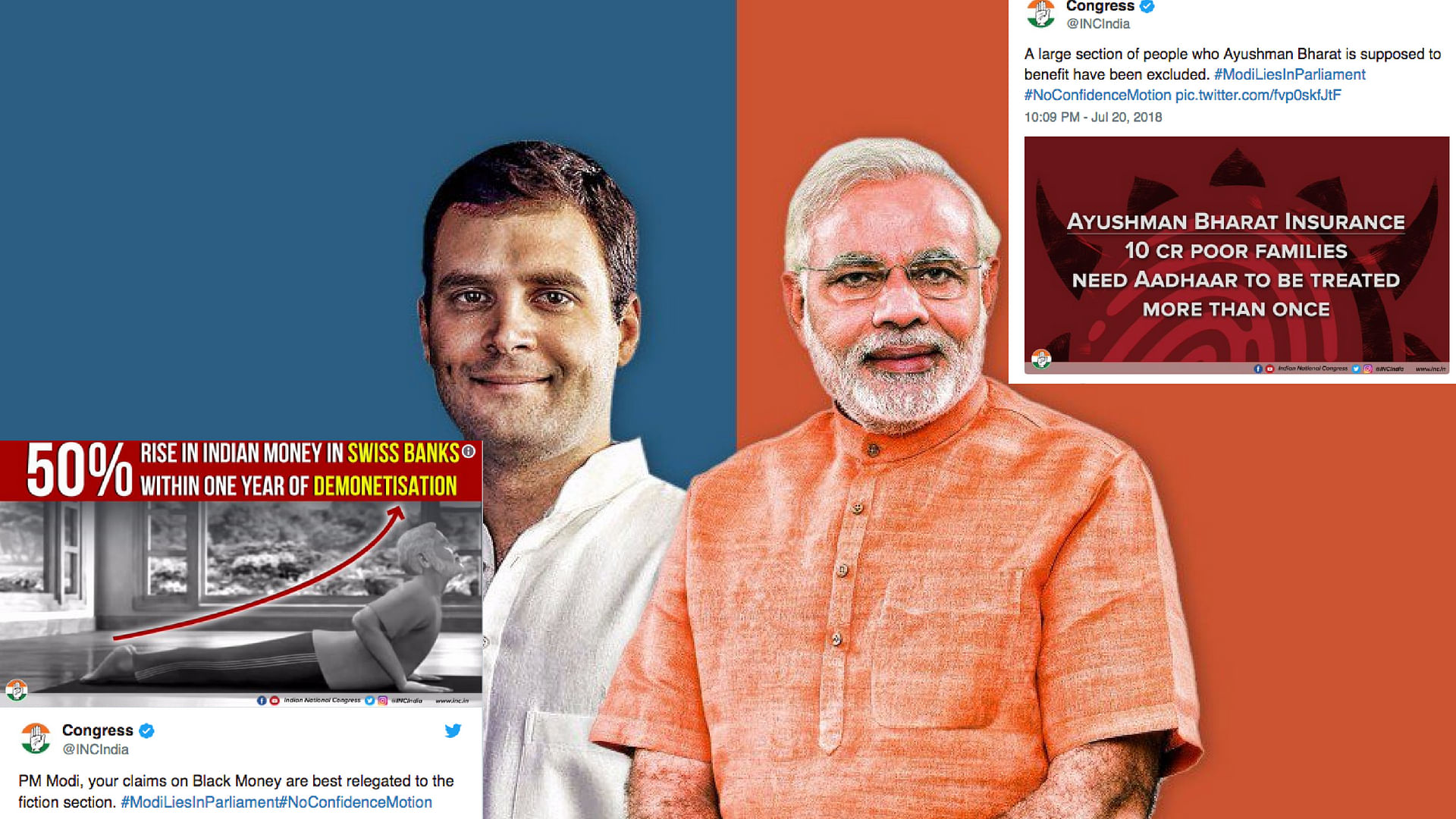 Congress tweets counters to Modi’s parliament speech.