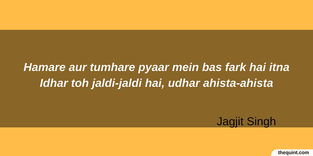 How the lines of legendary singer Jagjit Singh very much captured the mood of Nitish Kumar during Amit Shah’s visit.