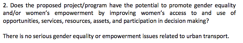 The Feasibility Report simply brushes aside the question of gender equality.