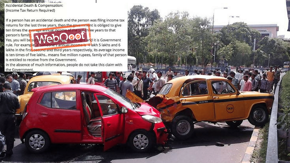 Govt Compensation in Motor Vehicle Accident Death? Nope! Fake News