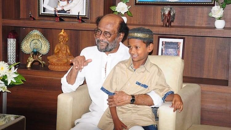 7-year-old Yasin with actor turned politician Rajinikanth.
