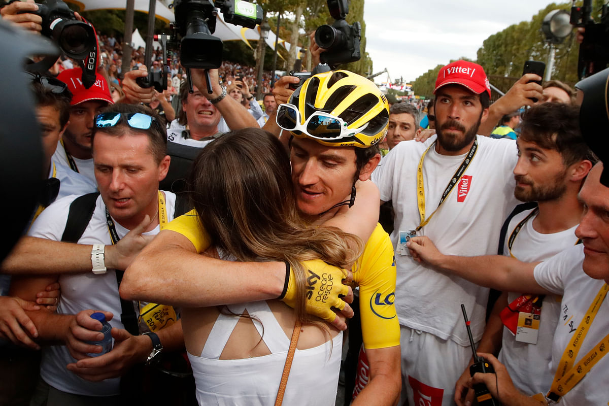 Geraint Thomas won the Tour de France when he retained the overall leader’s yellow jersey after  the final stage