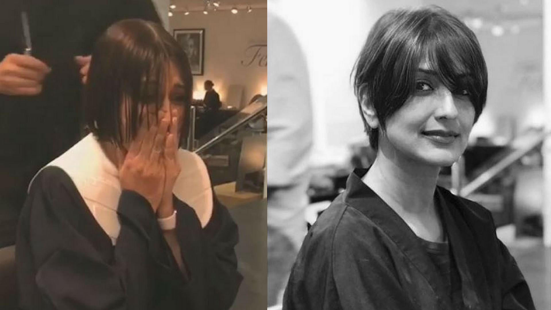 Sonali Bendre is overwhelmed as she gets a haircut.&nbsp;