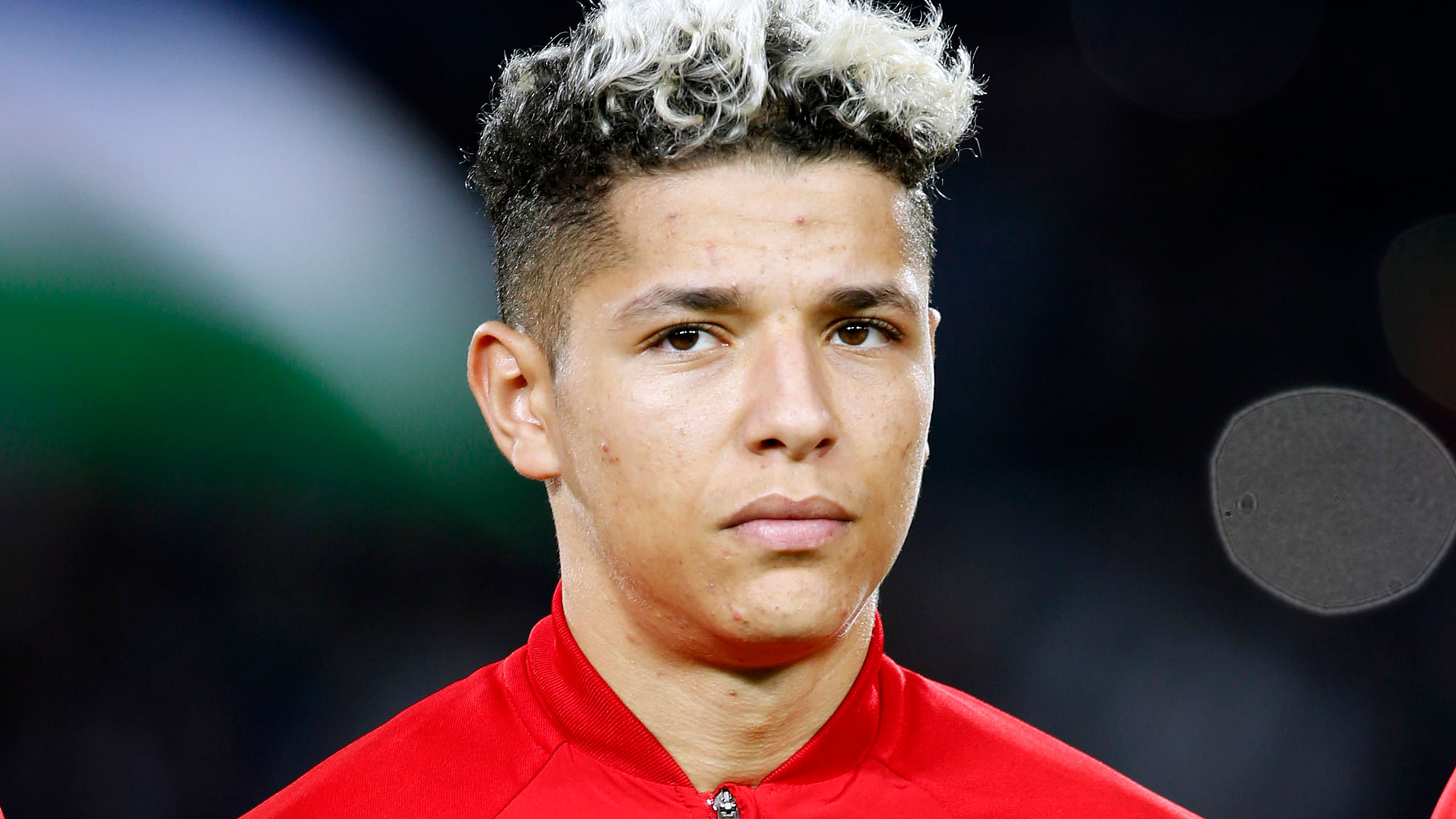 In this file photo from March 27, 2018, Morocco midfielder Amine Harit is seen prior to the start of a friendly soccer match between Morocco and Uzbekistan in Casablanca, Morocco.&nbsp;